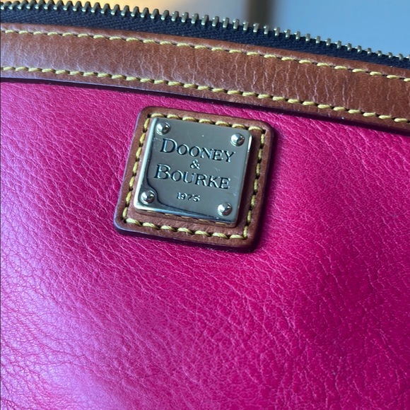 Dooney & Bourke Raspberry and Brown Leather Wristlet - Picture 8 of 8